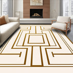Gold Geometric Art Deco Maze Rug