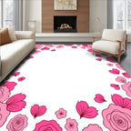 Pink Roses Petals Floral Design Rug