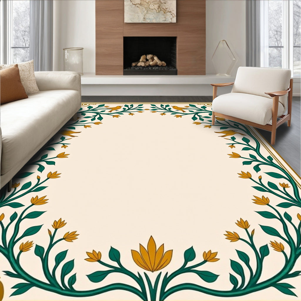 Floral Birds Vine Design Rug