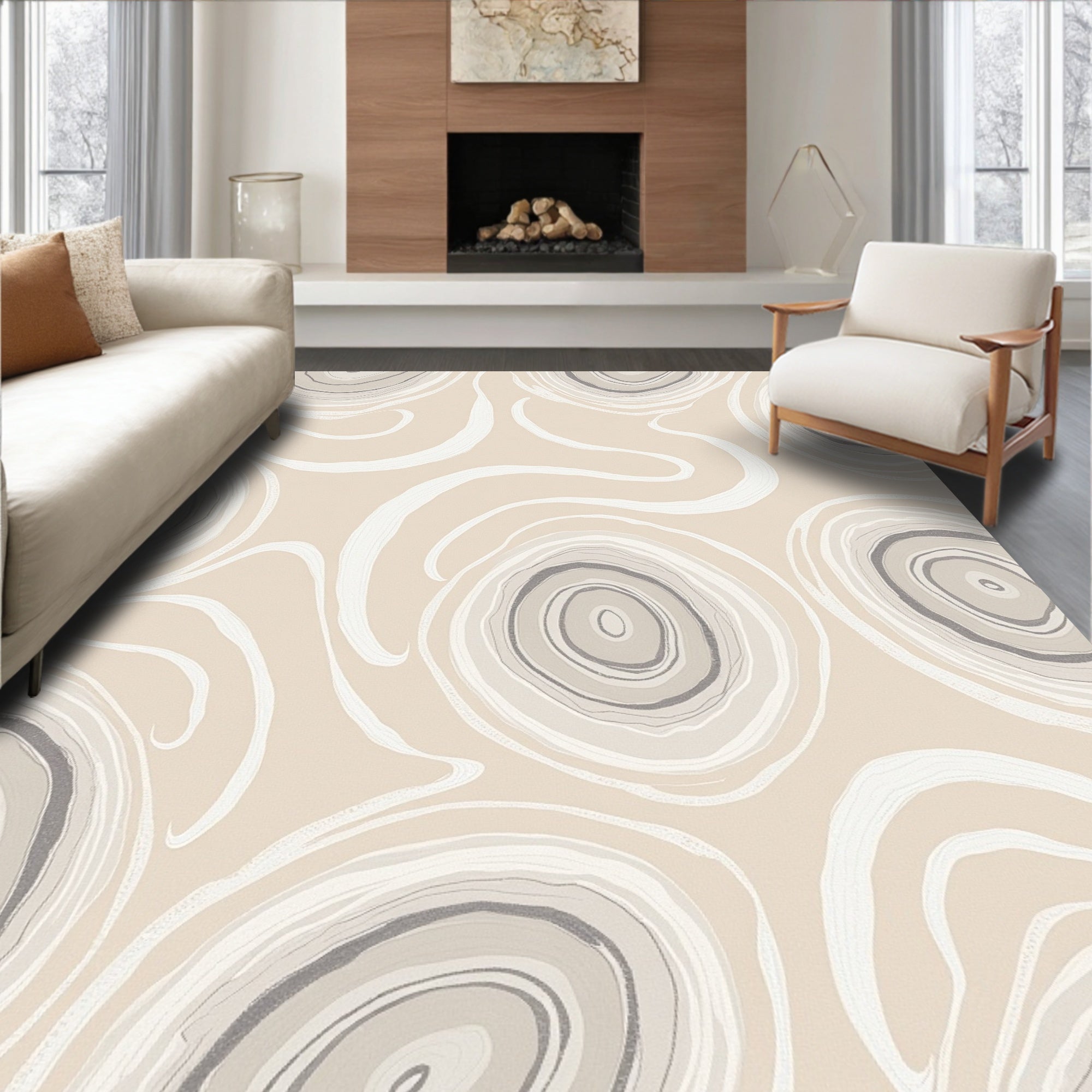 Abstract Swirl Neutral Tones Rug