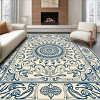 Classic Indigo Floral Medallion Design Rug