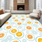 Whimsical Citrus Round Pattern Print Rug