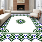 Green Blue Op Art Geometric Pattern Rug