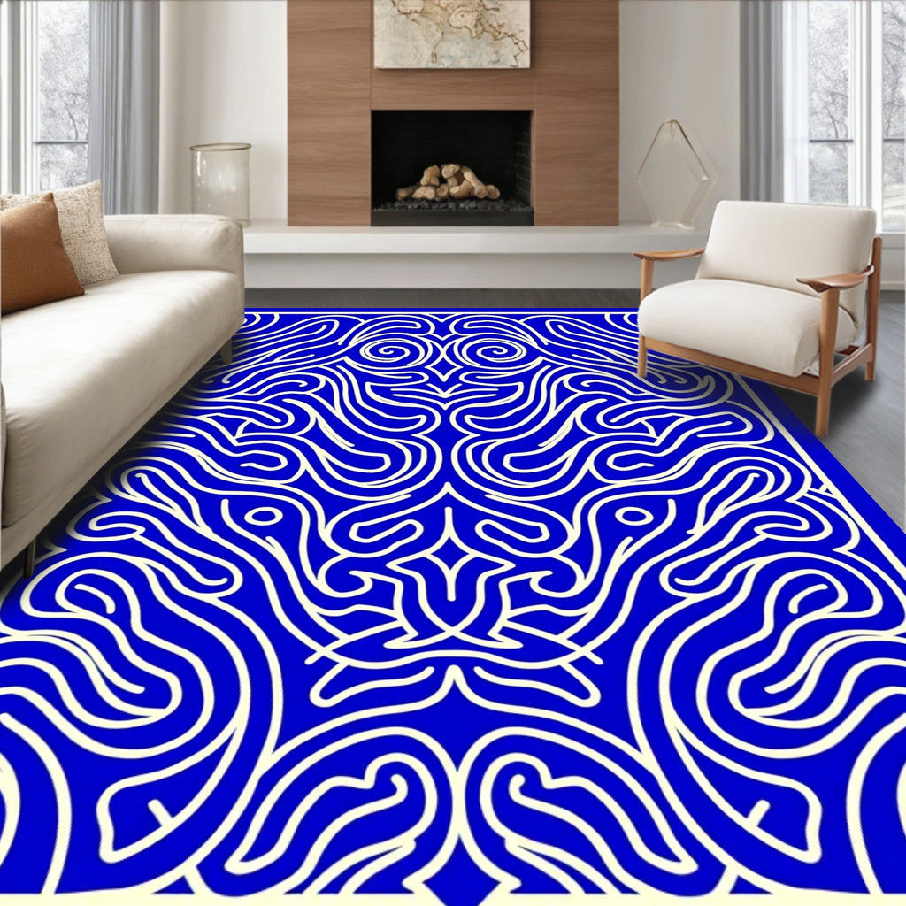 Abstract Swirls Outline Pattern Rug