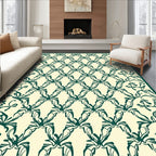 Ornate Green Floral Lattice Pattern Rug