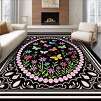 Whimsical Butterflies Floral Garden Rug
