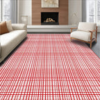 Bold Red Plaid Grid Pattern Rug
