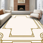 Gold Art Deco Geometric Frame Rug