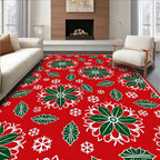 Crimson Holly Snowflake Medallion Rug