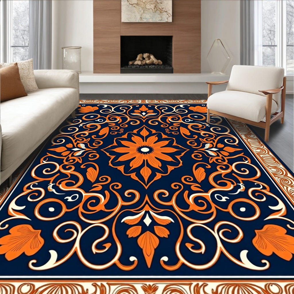 Orange Blossom Swirl Pattern Rug
