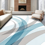 Abstract Blue Gray Wavy Swirls Rug