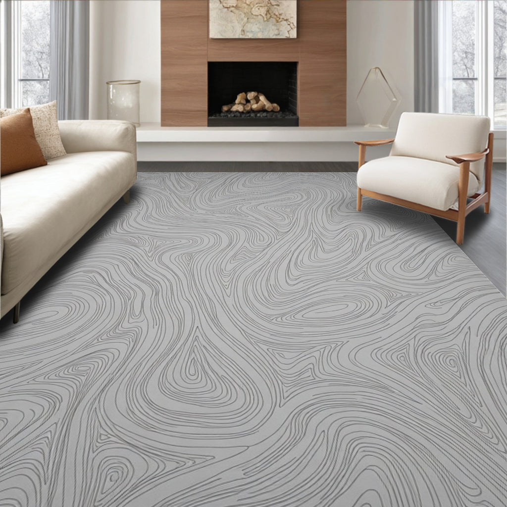 Abstract Swirl Line Contour Design Rug