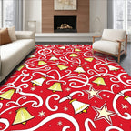 Holiday Bell Star Swirl Red Rug
