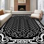 Monochrome Intricate Scrollwork Pattern Rug