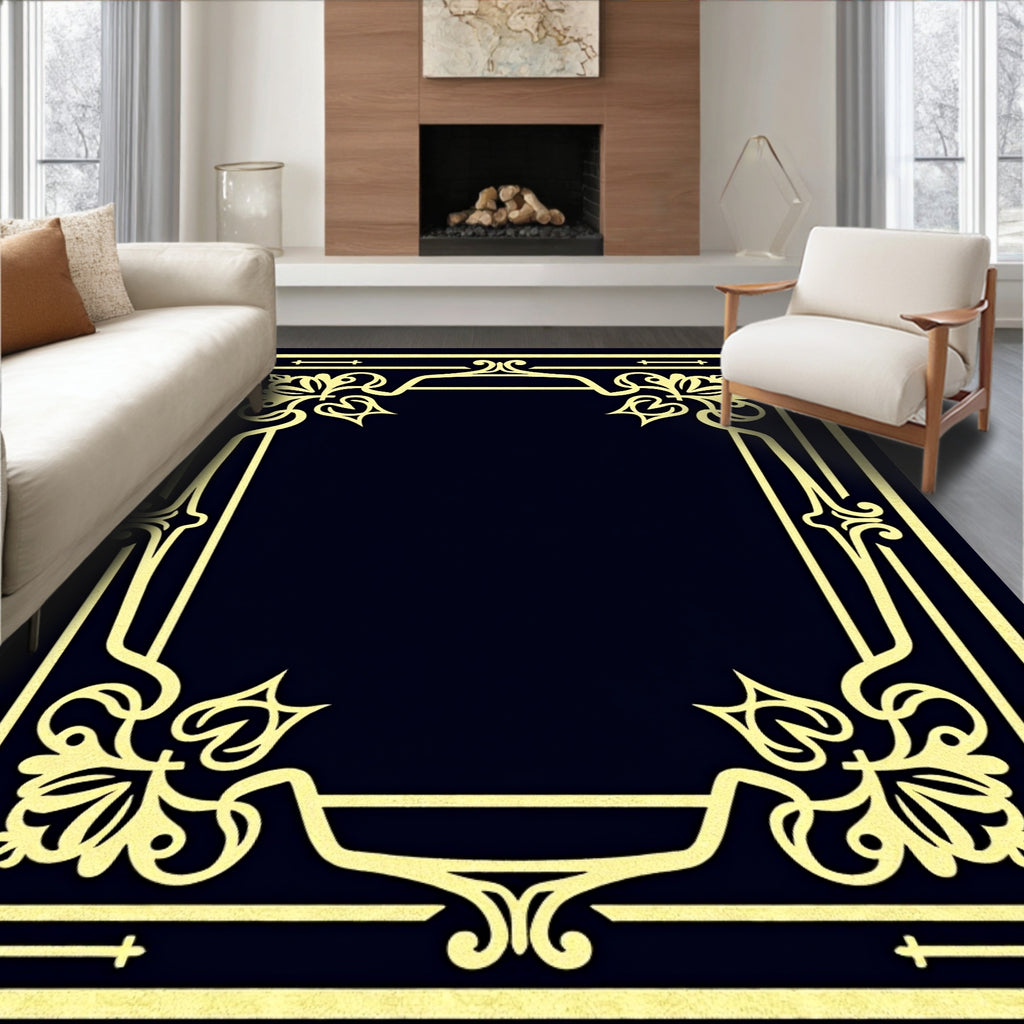 Elegant Floral Border Design Rug