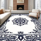 Ornate Floral Mandala Border Pattern Rug