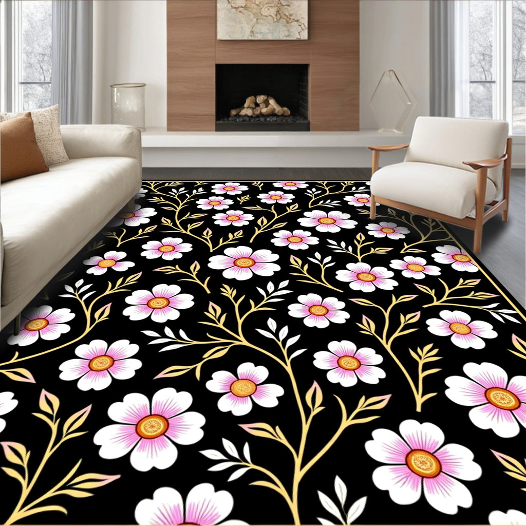 Chic Floral Branches Patterned Rug