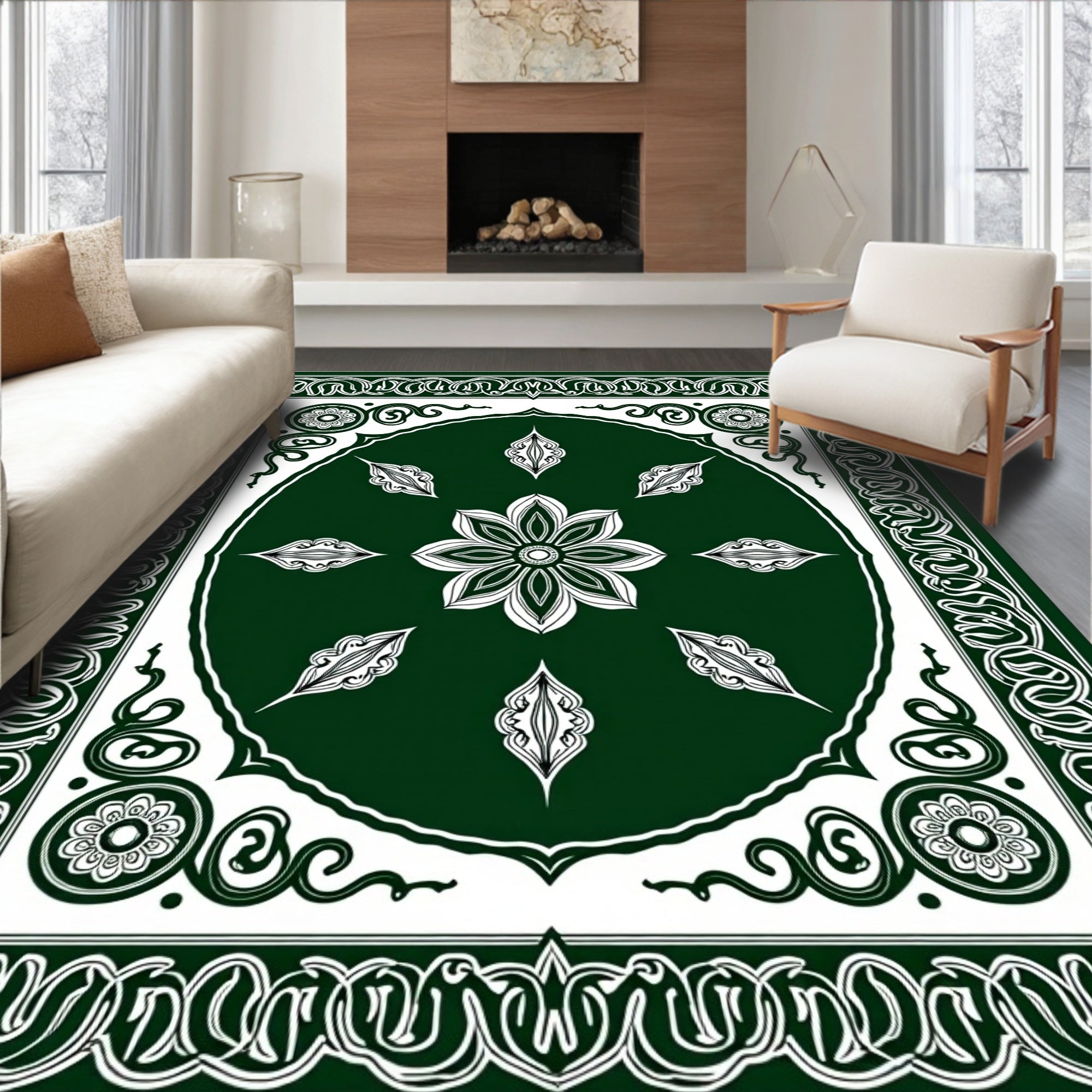 Ornate Floral Medallion Pattern Rug