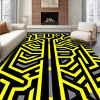 Bold Yellow Modern Geometric Design Rug