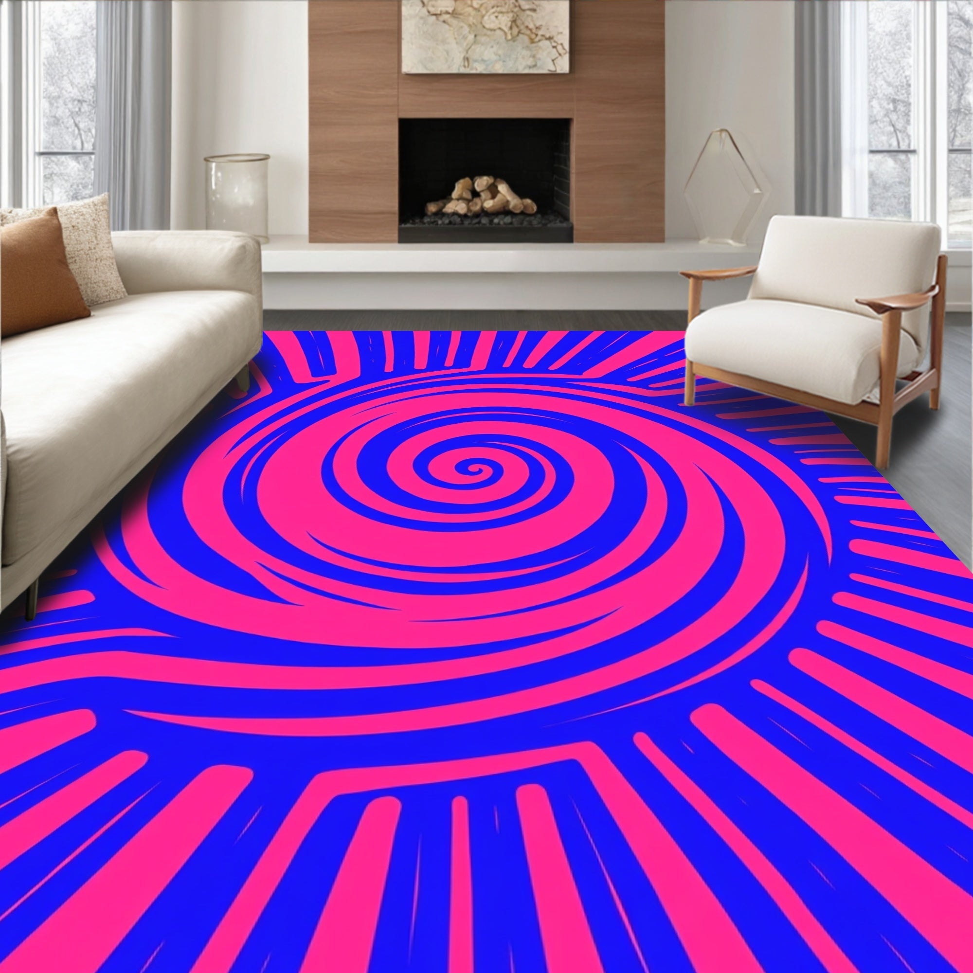 Vibrant Swirl Stripe Graphic Rug
