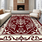 Rich Burgundy Ivory Ornate Pattern Rug