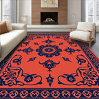 Intricate Floral Bordered Ornate Rug