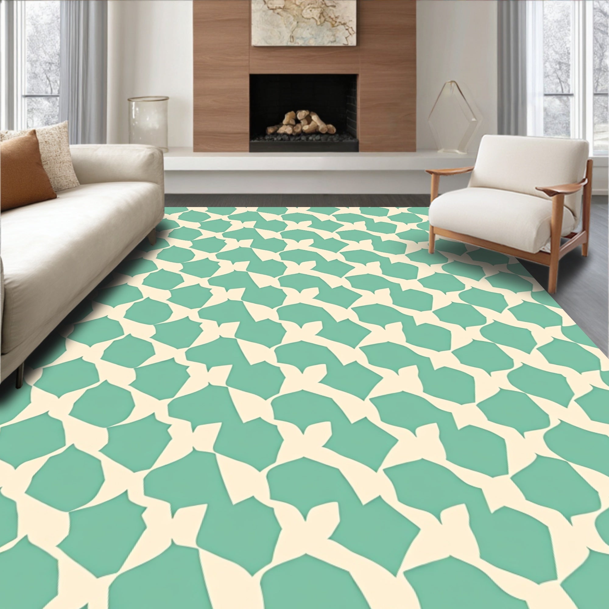 Geometric Stone Arabesque Pattern Rug