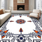 Ornate Floral And Leaf Border Rug