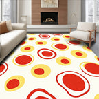 Bold Red Yellow Abstract Circles Pattern Rug