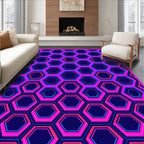 Bold Pink Blue Hexagon Geometric Design Rug