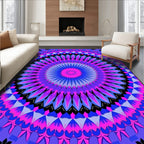 Vibrant Pink Blue Floral Mandala Rug