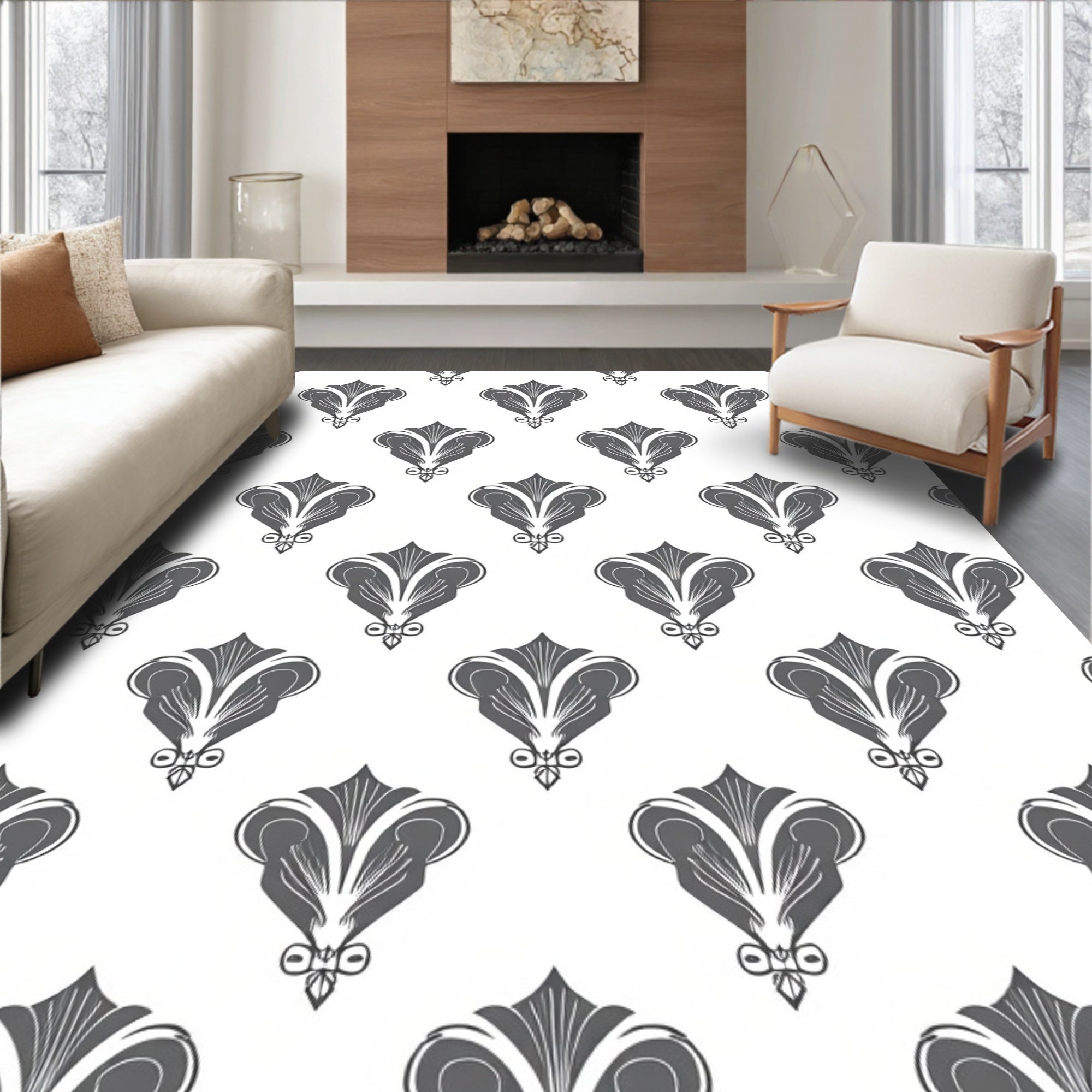 Art Nouveau Floral Pattern Rug