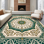 Emerald Gold Floral Medallion Design Rug