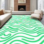 Abstract Green Wave Pattern Rug