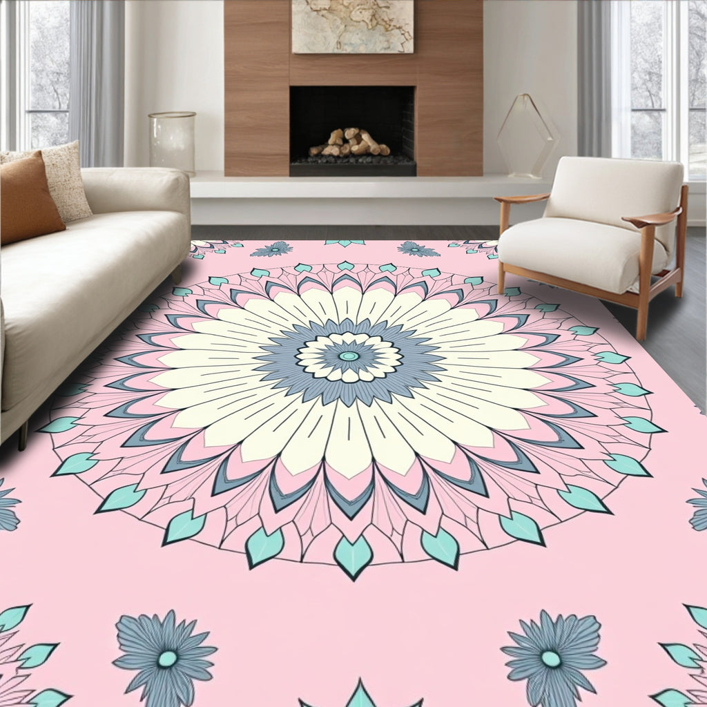 Soft Pastel Mandala Floral Pattern Rug