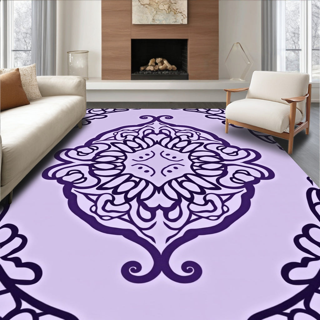 Ornate Paisley Purple Mandala Design Rug
