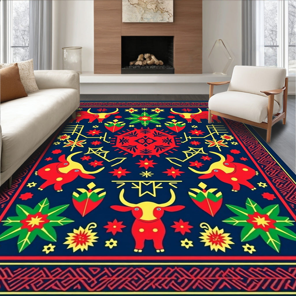 Crimson Bull Floral Geometric Medley Rug
