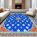 Royal Blue Fleur De Lis Pattern Rug