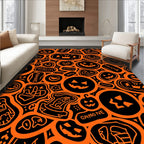 Orange Pumpkin Patch Pattern Design Rug