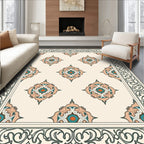Scroll Border Floral Medallion Pattern Rug