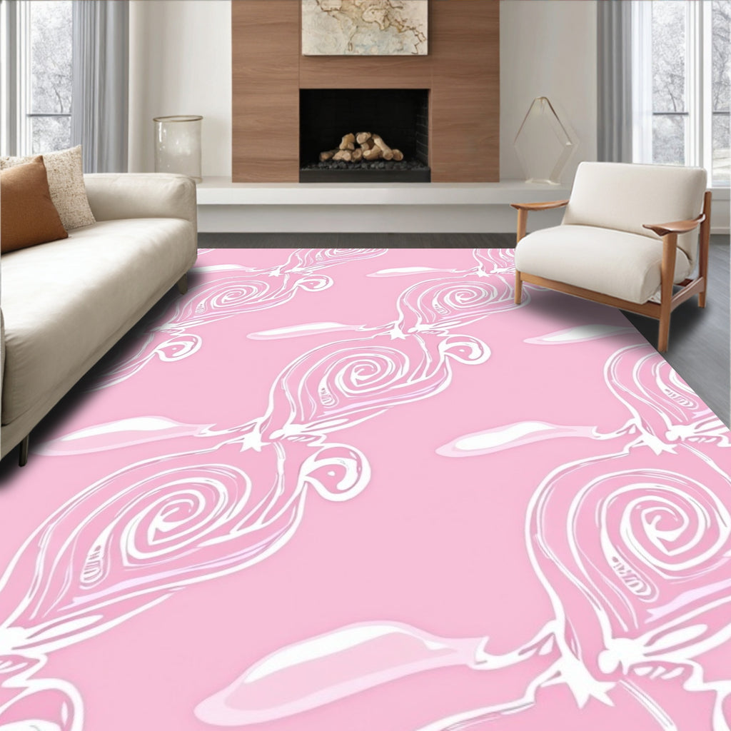 Swirl Blossom Pink Design Rug