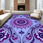 Purple Floral Mandala Medallion Pattern Rug