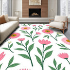 Pink Floral Garden Pattern Rug