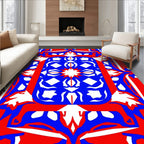 Bold Red Blue Graphic Pattern Rug