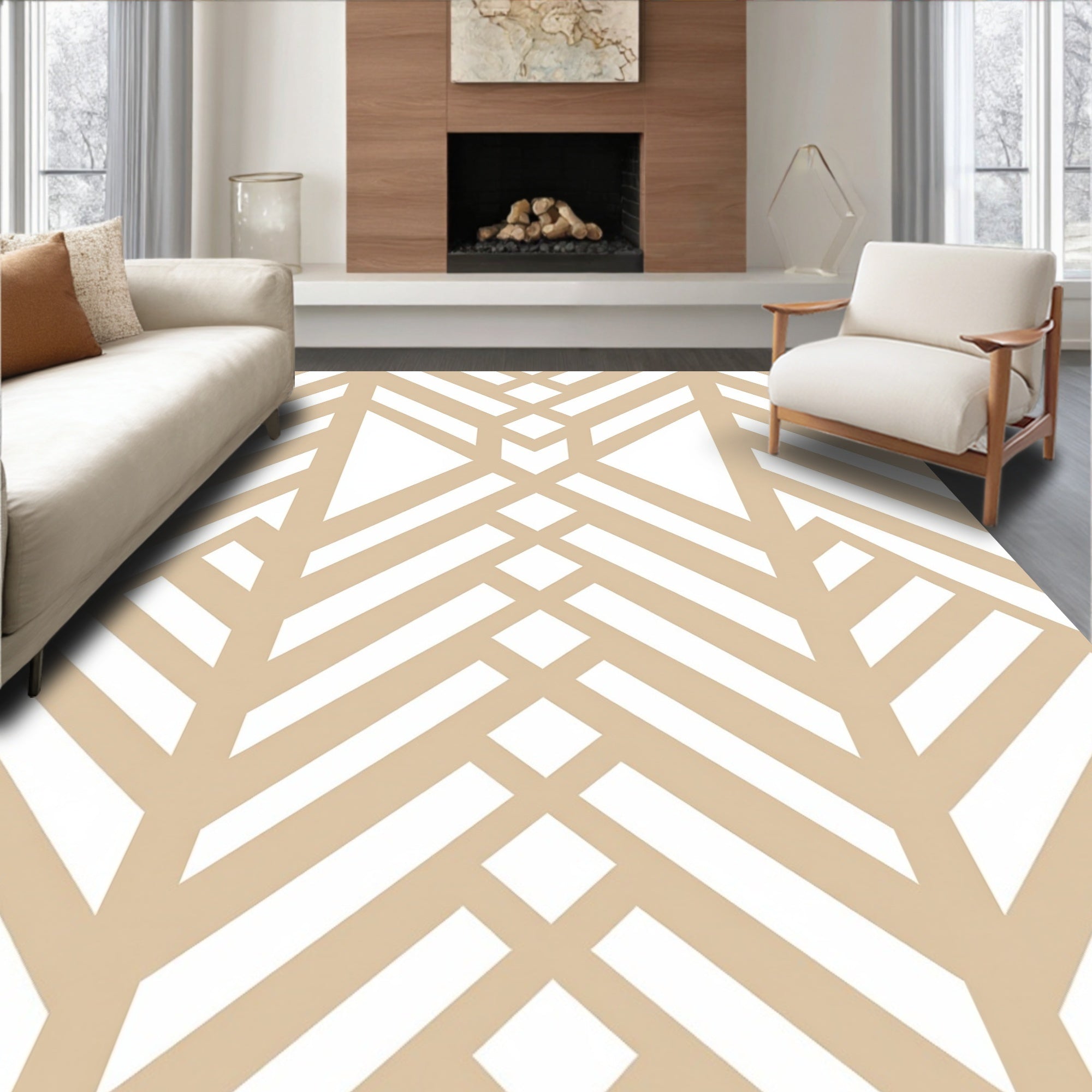 Geometric Abstract Stripe Pattern Rug