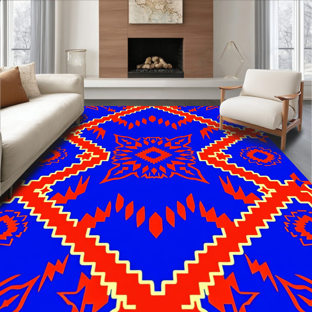 Bold Geometric Aztec Pattern Rug