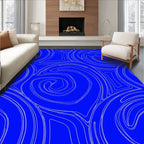 Abstract Blue Swirl Pattern Rug