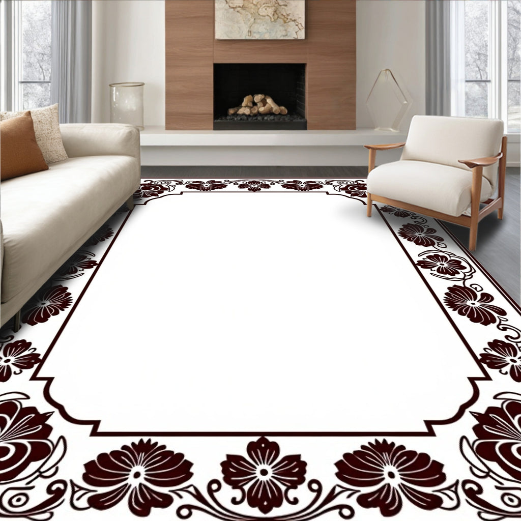 Ornate Floral Border Rug