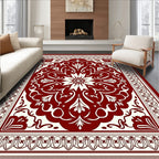 Vintage Floral Medallion Red Cream Rug