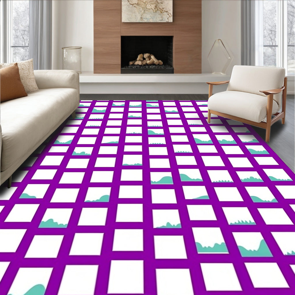 Abstract Geometric Wave Pattern Rug